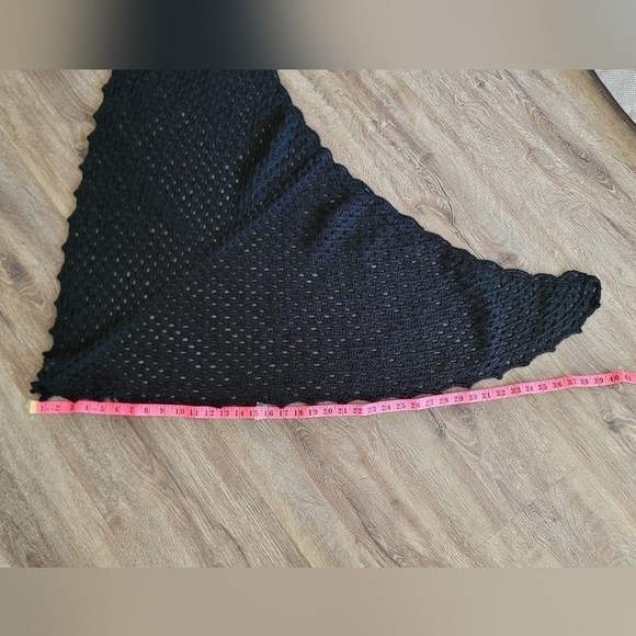 Black Triangle Scarf Handmade Knitted Scarf #1067 - Picture 8 of 11